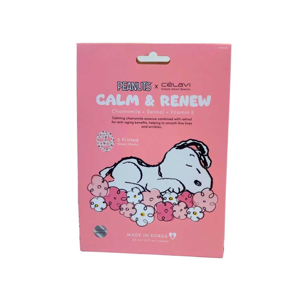 Mascarilla Facial De Tela Manzanilla 5 Pcs Snoopy Peanuts